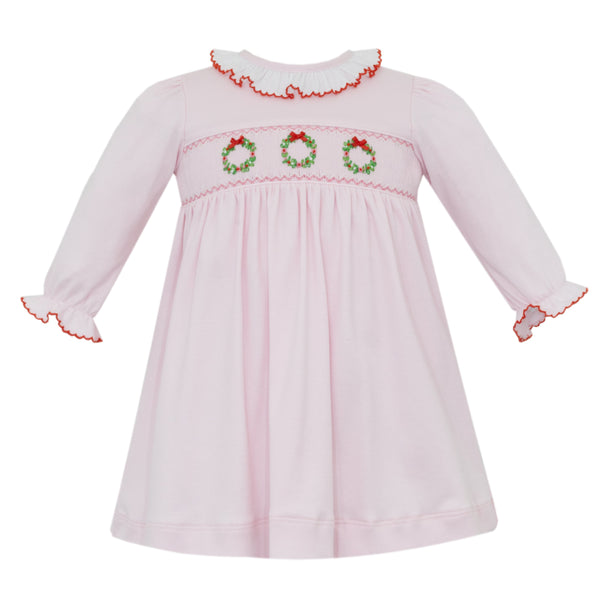 Christmas Wreath Knit Dress- Pink