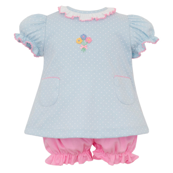 Spring Flowers Knit Bloomer Set- Lt. Blue