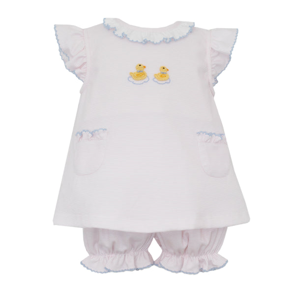 Duckling Knit Bloomer Set- Pink Stripe