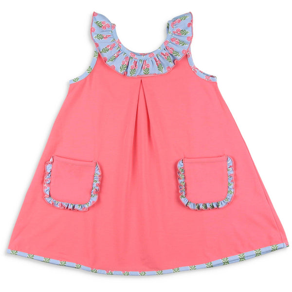 Coral Bouquet Pocket Dress