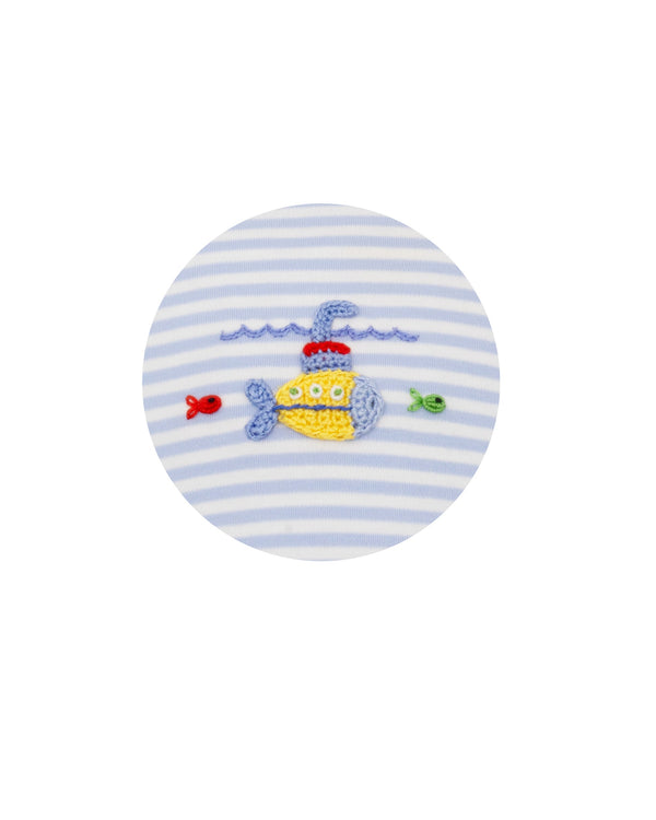 Submarine Knit Romper- Lt. Blue Stripe