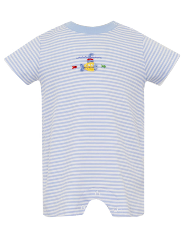 Submarine Knit Romper- Lt. Blue Stripe
