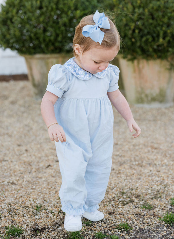 Payton Long Romper- Blue Floral