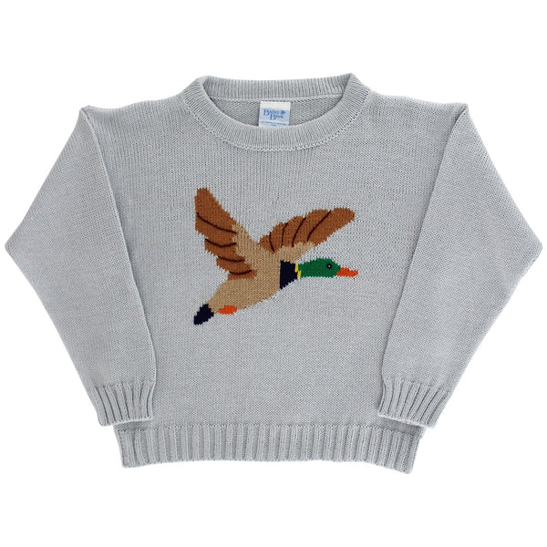 Crew Neck Sweater- Duck on Grey