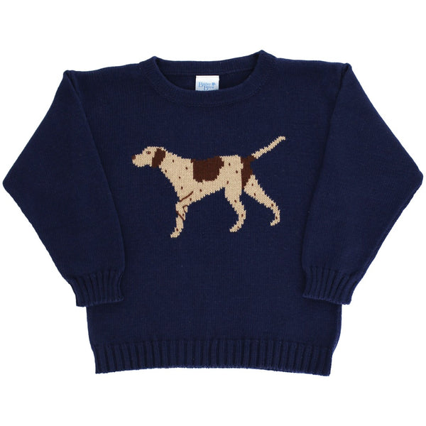 Crew Neck Sweater- Pointer on Navy