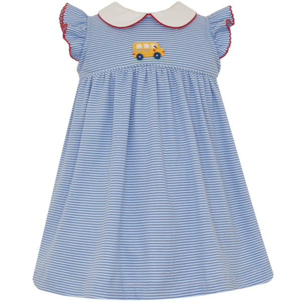 School Bus Knit Dress- Periwinkle Stripe
