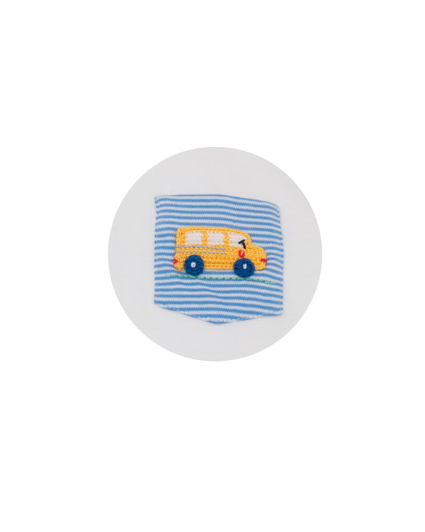 School Bus Knit Short Set- Periwinkle Stripe