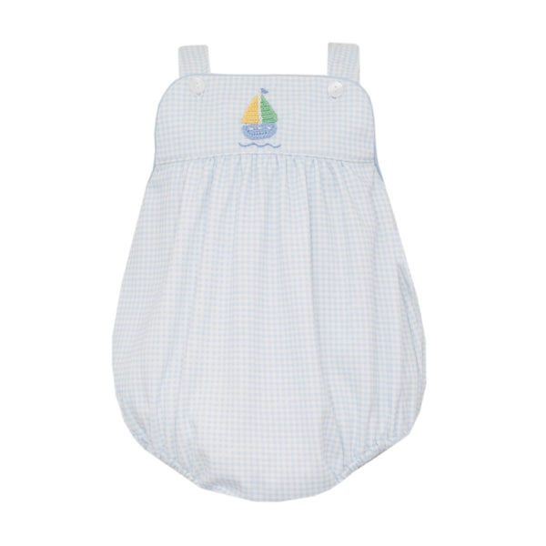 Sailboats Knit Strap Bubble- Lt. Blue Gingham
