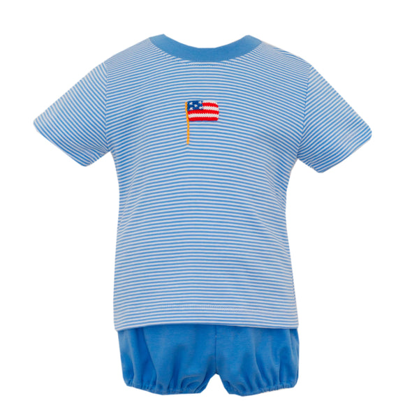 Flags Knit Bloomer/Short Set- Peri Blue Stripe