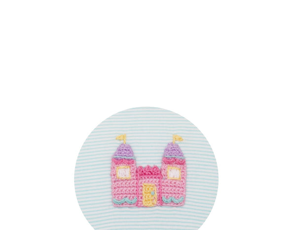 Princess Castle Knit A-Line Dress- Aqua Stripe