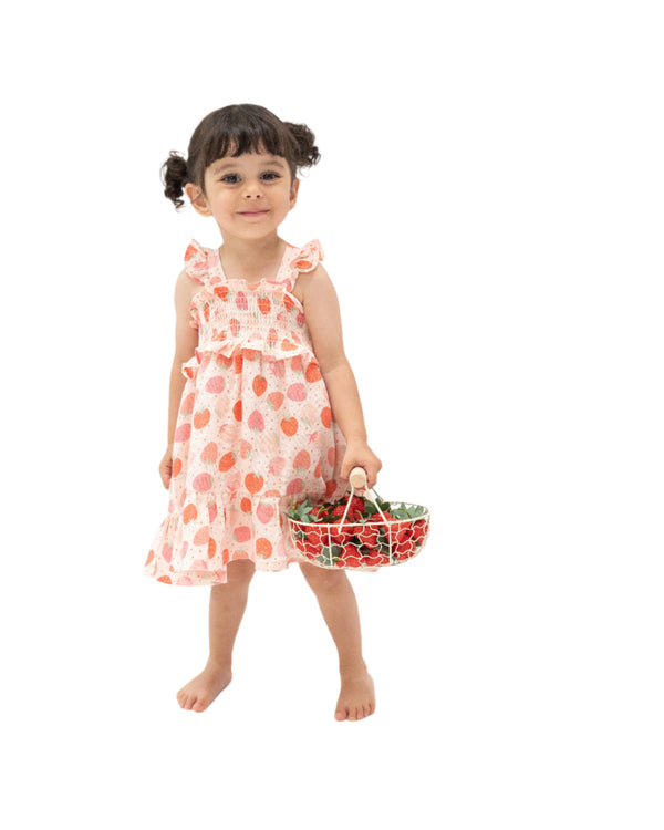 Strawberry Bliss Smocked Ruffle Sundress