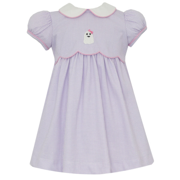 Ghost Knit Dress- Purple Gingham