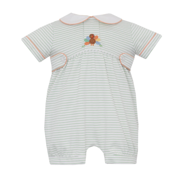 Turkey Knit Romper- Green Stripe