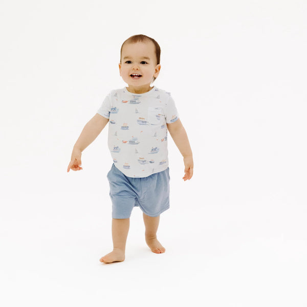 Bubbly Tugboats Crew Neck Short Set