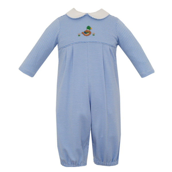 Mallard Duck Knit Romper- Peri Blue Stripe