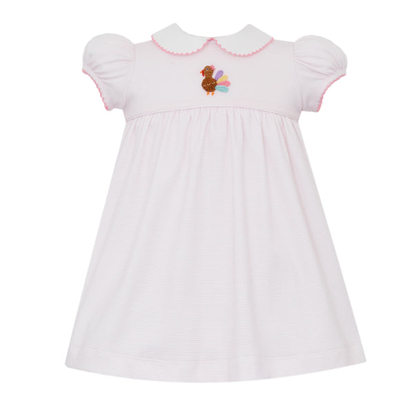 Turkey Knit S/S Dress- Pink Stripe