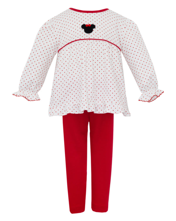 Mouse Knit Tunic Set- White & Red Polka Dot