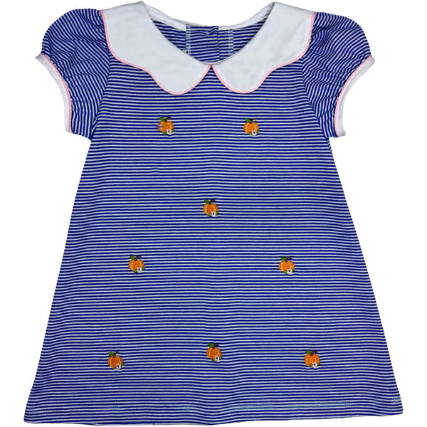 Pumpkin Knit Dress- Royal Blue Bitty