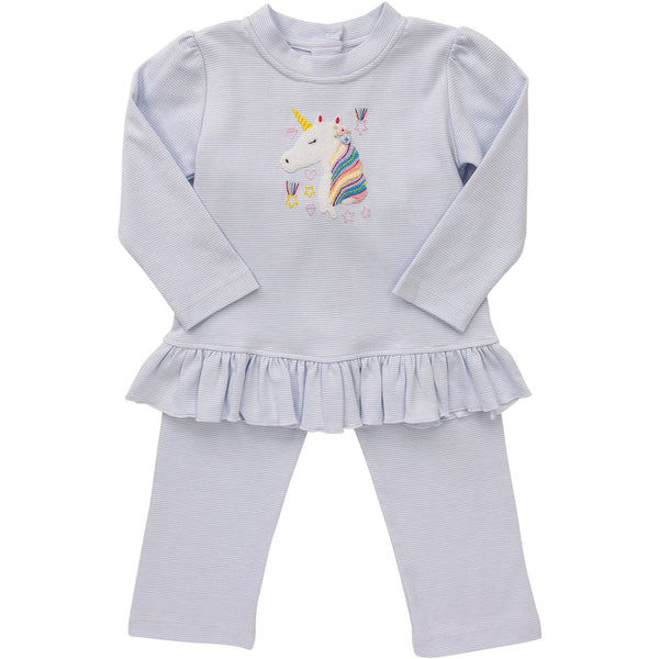 Rainbow Unicorn Ruffle Pants Set