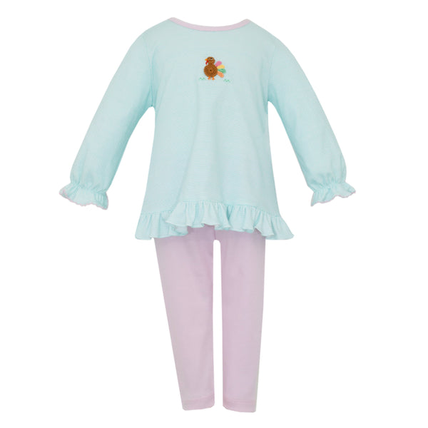 Turkey Tunic Set- Aqua Stripe