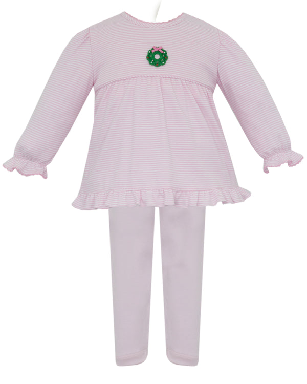 Wreath Knit Tunic Set- Pink Stripe