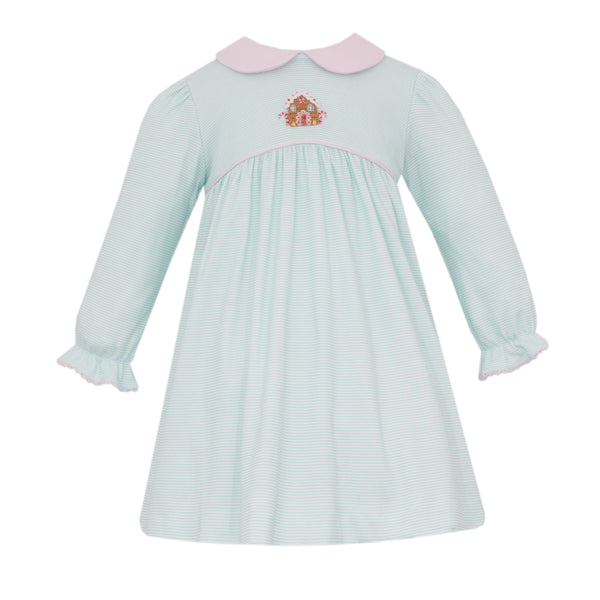 Gingerbread Knit Dress- Aqua Stripe