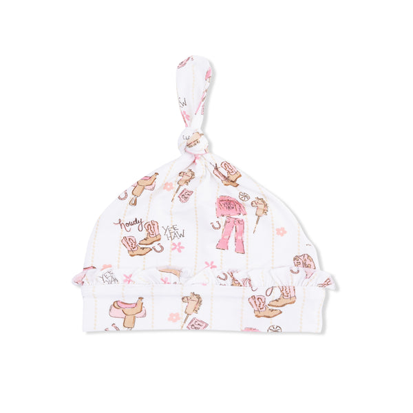 Cowgirl Nursery Kimono Gown W/ Ruffle Knotted Hat