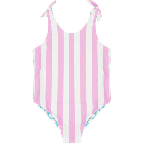 Skye Reversible One-Piece- Ocean Blue/Pop Pink Stripe