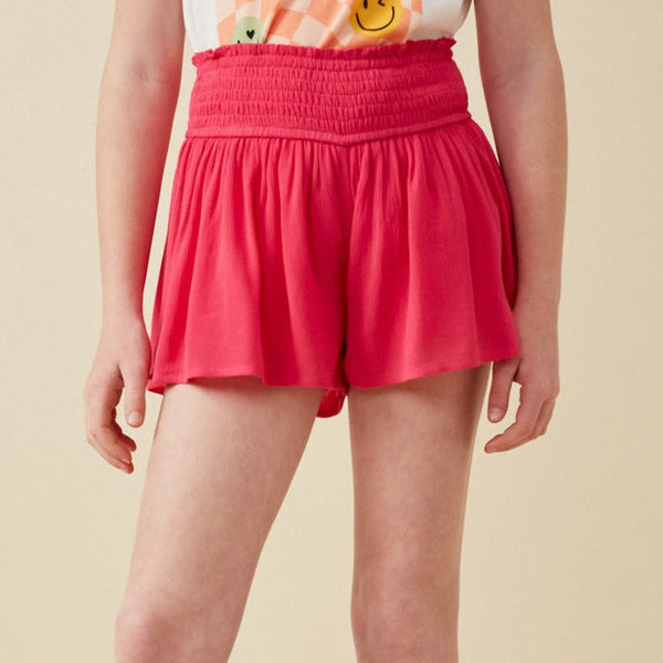 Smocked Waist Soft Short- Fuschia