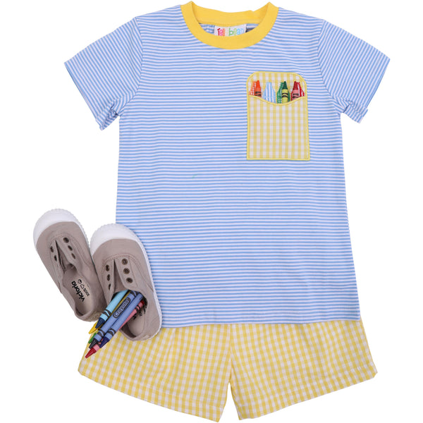 Crayon Pocket Applique Short Set