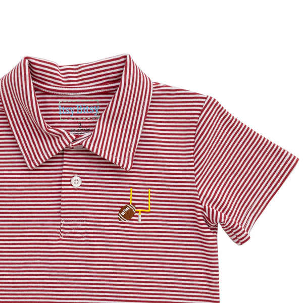 Game Day Polo Romper- Crimson