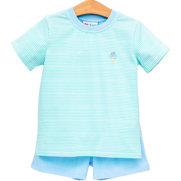 Ice Cream Embroidery Short Set
