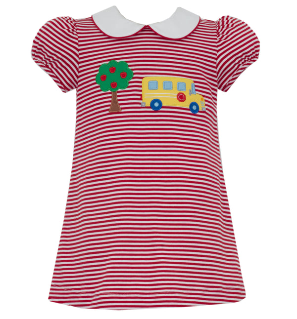 School Bus Knit Dress- Red Stripe