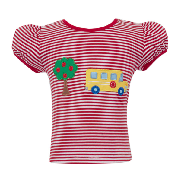 School Bus Knit Blouse- Red Stripe