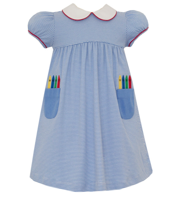 Crayon's Knit Dress- Periwinkle Blue Stripe