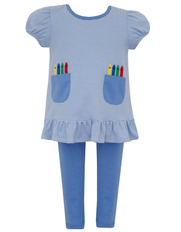 Crayon's Knit Tunic Set- Periwinkle Blue Stripe