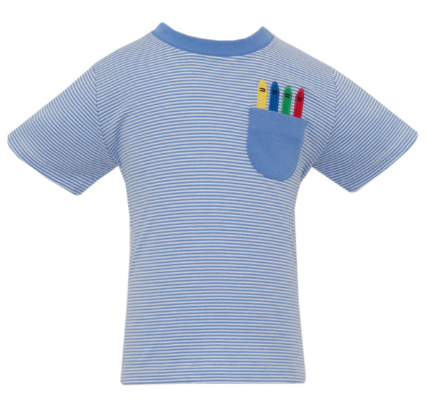 Crayon's Knit T-Shirt- Periwinkle Blue Stripe