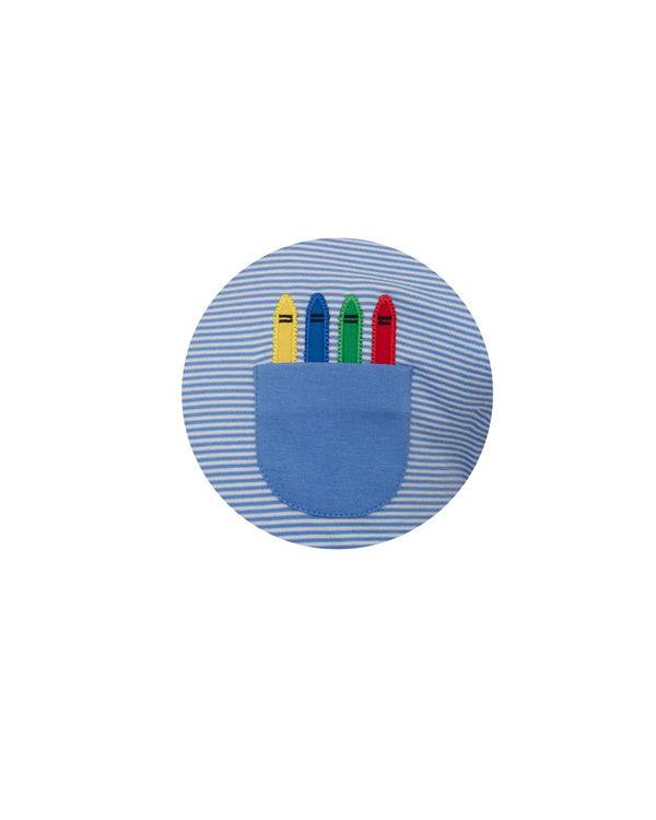 Crayon's Knit T-Shirt- Periwinkle Blue Stripe