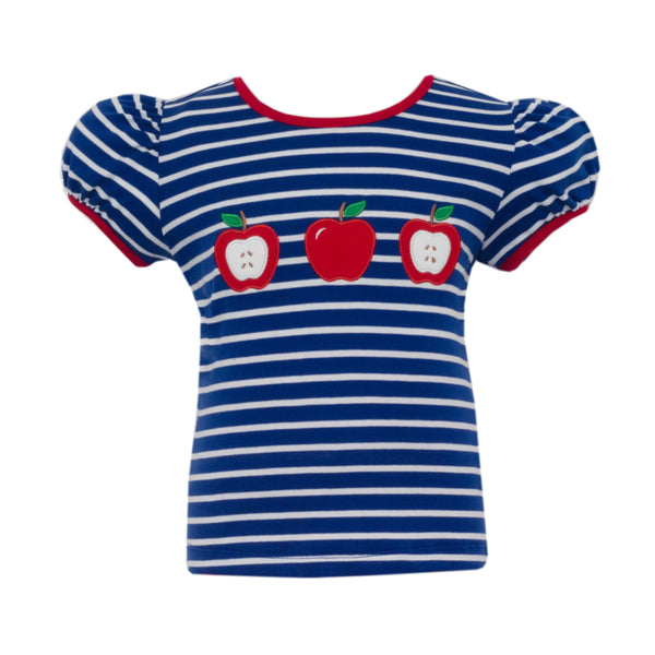 Apples Knit Blouse- Royal Blue Stripe