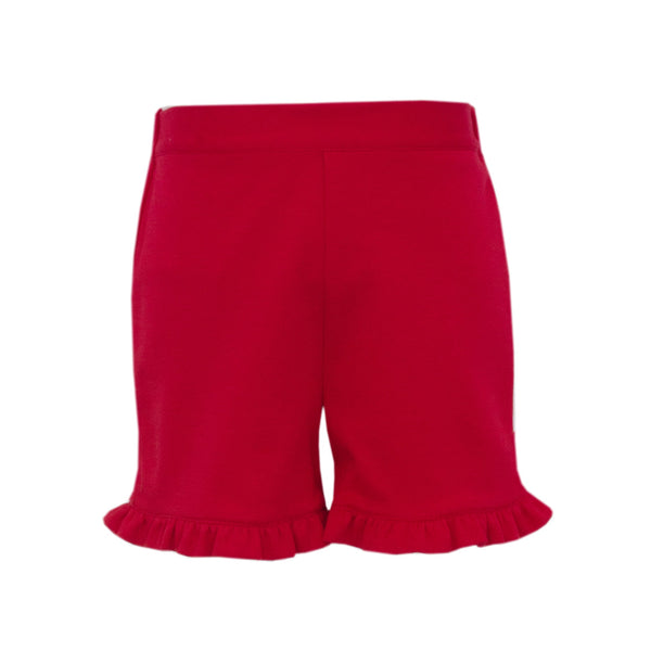 Red Knit Ruffle Shorts