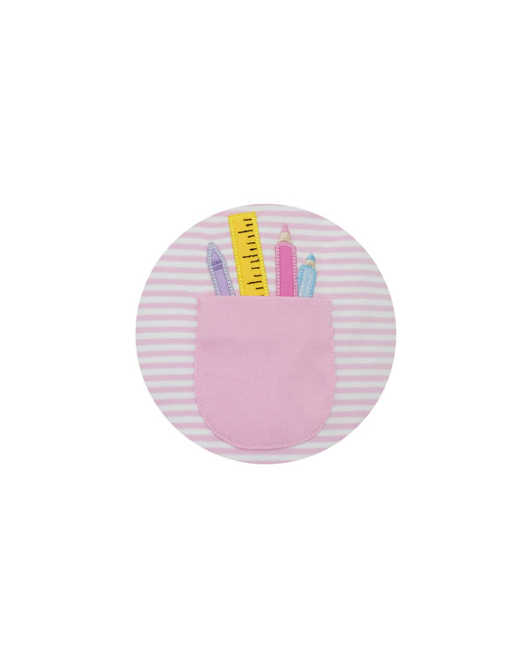 School Supplies Knit Float W/ Pockets- Pink Stripe