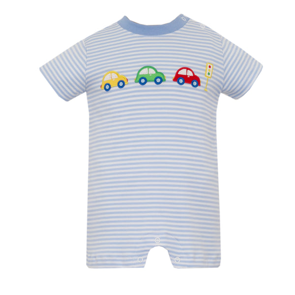 Cars Knit Romper- Blue Stripe