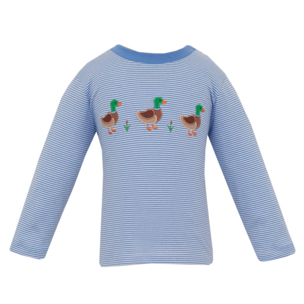Mallard Duck T-Shirt- Periwinkle Blue Stripe
