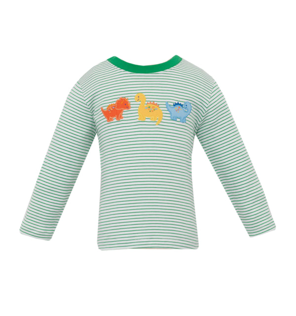 Dinosaurs Knit L/S T-Shirt- Green Stripe
