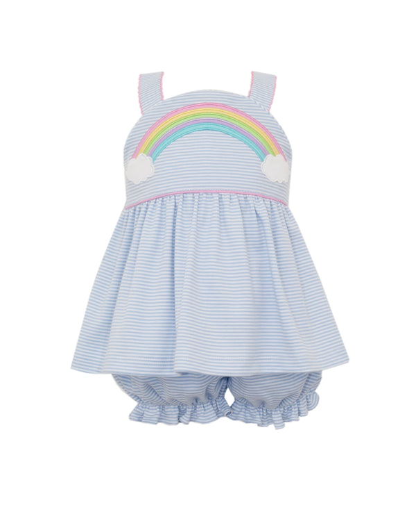 Rainbow Knit Bloomer Set- Lt. Blue Stripe