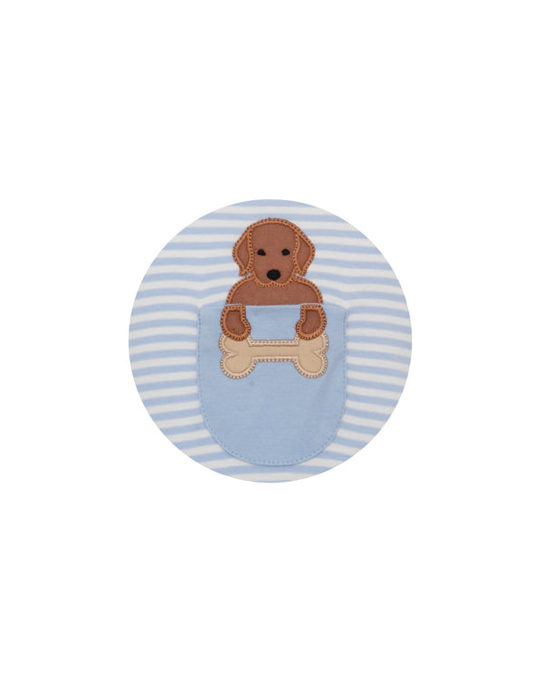 Labs Knit L/S Romper- Blue Stripe
