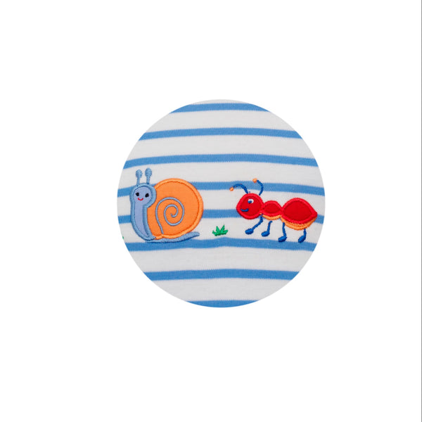 Backyard Bugs Knit T-Shirt- Blue Stripe