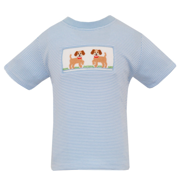Puppies Knit T-Shirt- Lt. Blue Stripe