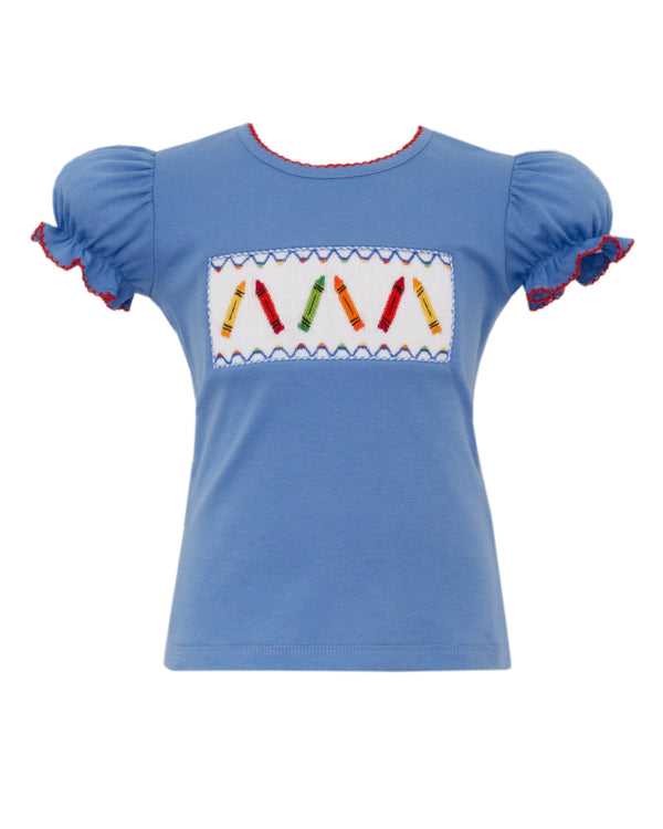 Crayons Ruffle Knit T-Shirt- Periwinkle Blue