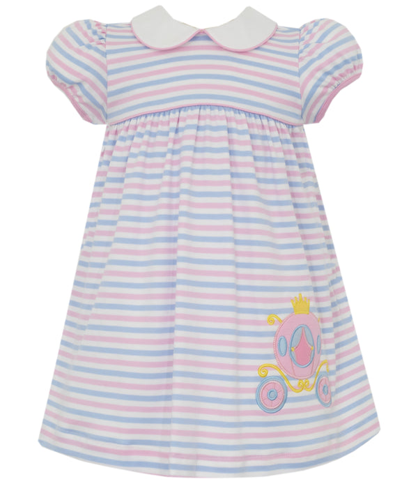 Carriage Knit Dress- Blue & Pink Stripe